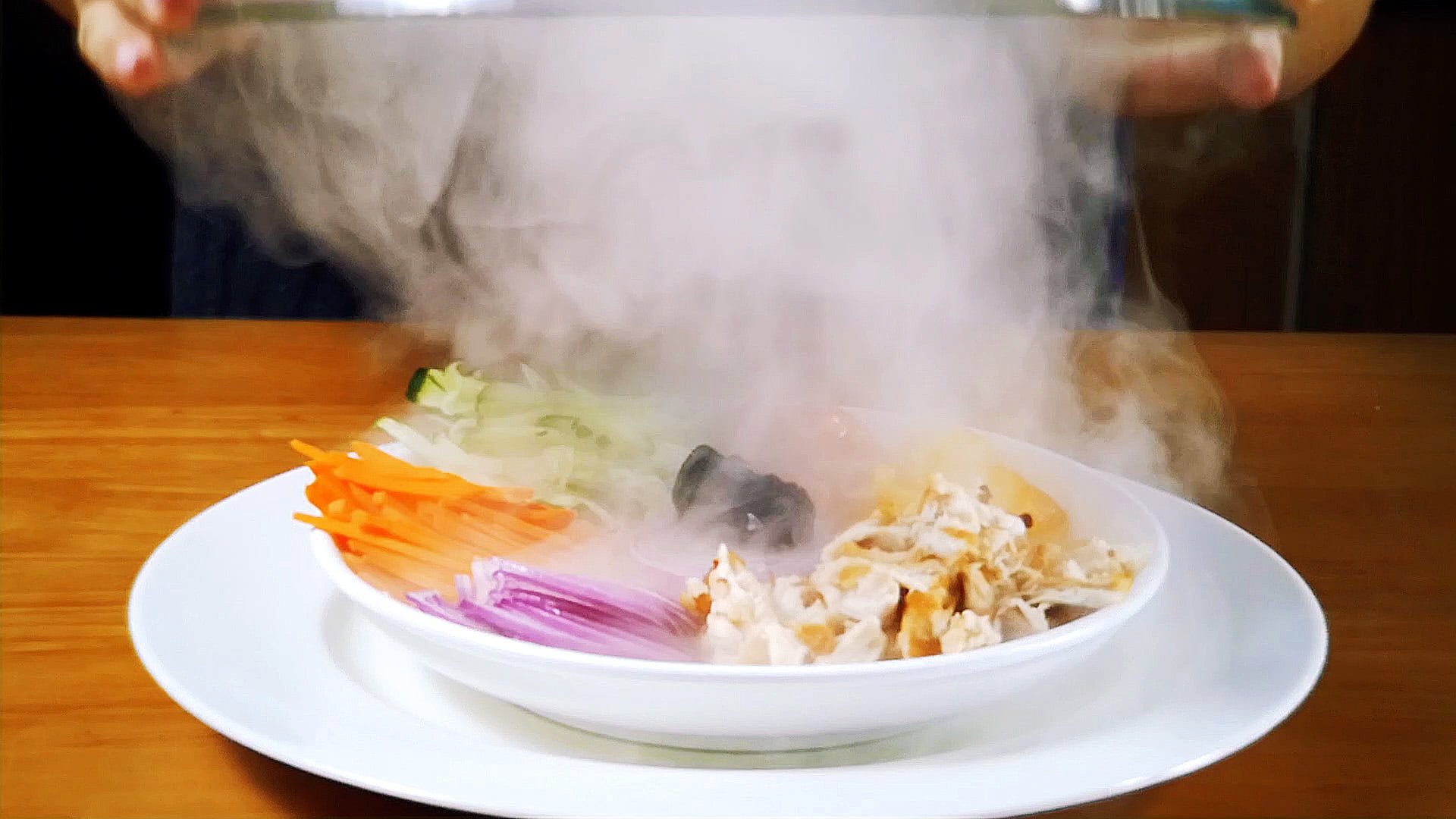 Smoked Chicken Salad Served in Rice Noodle Bird Nest Bow