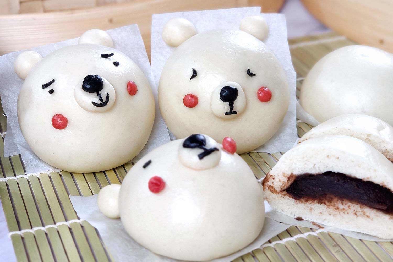 Steamed Red Bean Paste Buns (Tau Sar Pau) - My Lovely Recipes