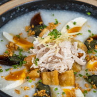 Chicken Congee with Century Egg and Salted Egg