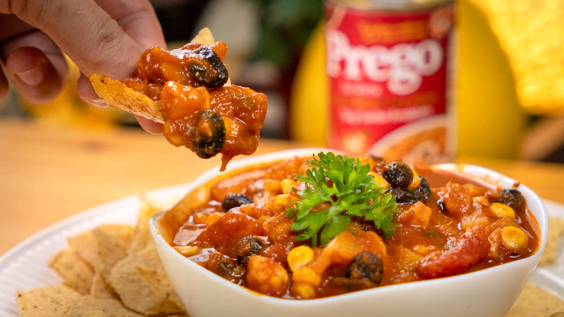 Grilled Shrimp Arrabbiata Salsa with Nachos